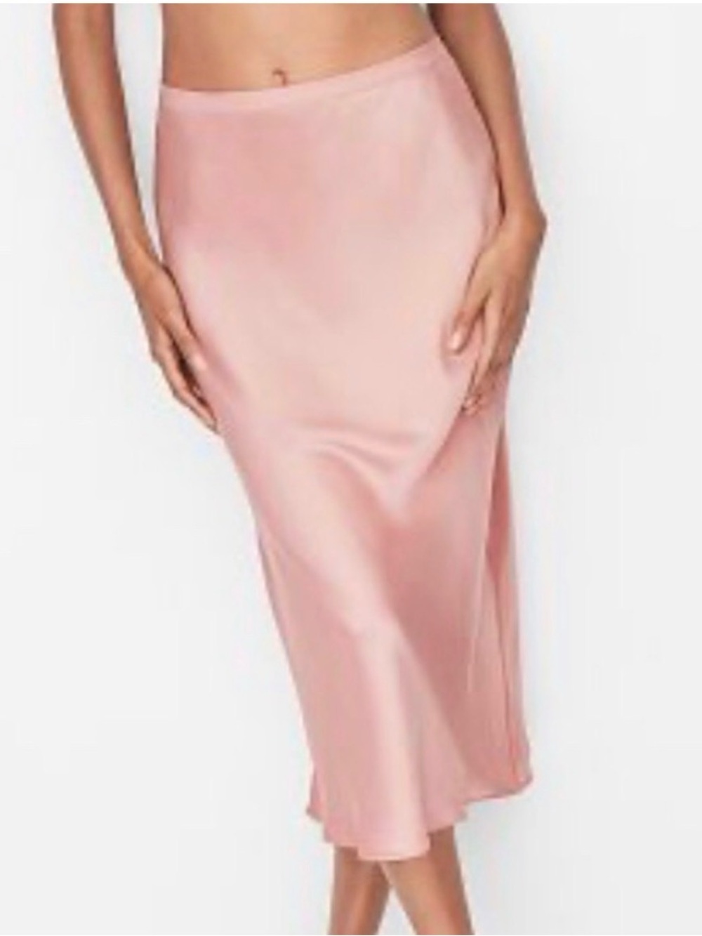 Victoria’s Secret Satin Slip Midi Skirt in Blush Pink Size L